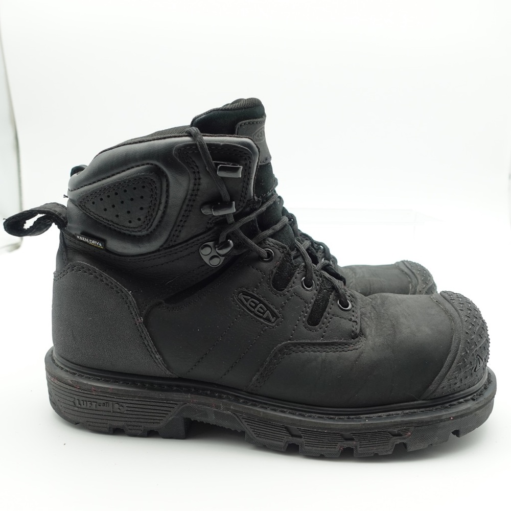 Keen Utility Men Size 9.5 D Boots Black Leather Carbon Toe Work Shoes Waterproof